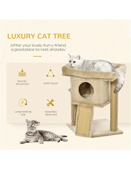 PawHut Cat Tree Tower for Indoor Cats Cat Scratching Post Climbing Activity Centre w/Jute Scratching Pad, Toy Ball, Cat House - 