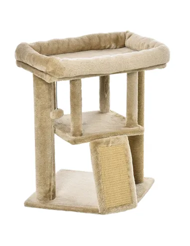 PawHut Cat Tree Tower for Indoor Cats Cat Scratching Post Climbing Activity Centre w/Jute Scratching Pad, Toy Ball, Cat House - 