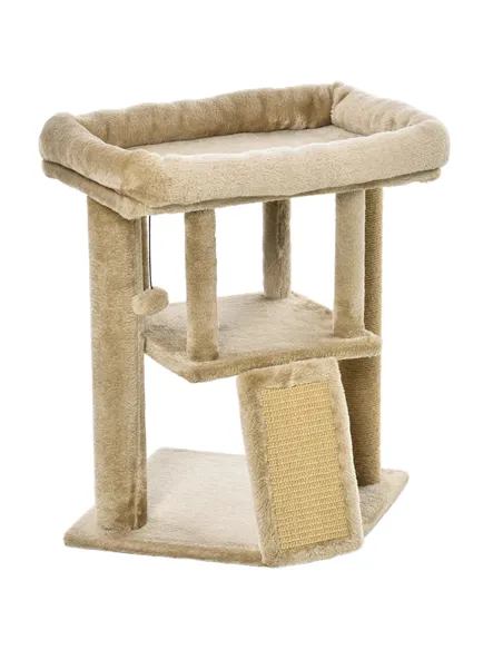 PawHut Cat Tree Tower for Indoor Cats Cat Scratching Post Climbing Activity Centre w/Jute Scratching Pad, Toy Ball, Cat House - 