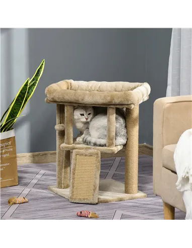 PawHut Cat Tree Tower for Indoor Cats Cat Scratching Post Climbing Activity Centre w/Jute Scratching Pad, Toy Ball, Cat House - 