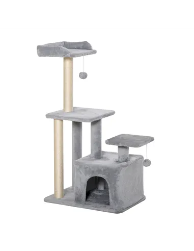 PawHut Cat Tree Tower for Indoor Cats 114cm Climbing Activity Centre Kitten with Sisal Scratching Post Perch Hanging Ball Condo 