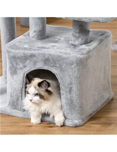 PawHut Cat Tree Tower for Indoor Cats 114cm Climbing Activity Centre Kitten with Sisal Scratching Post Perch Hanging Ball Condo 