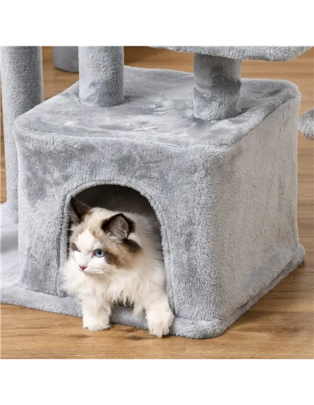 PawHut Cat Tree Tower for Indoor Cats 114cm Climbing Activity Centre Kitten with Sisal Scratching Post Perch Hanging Ball Condo 