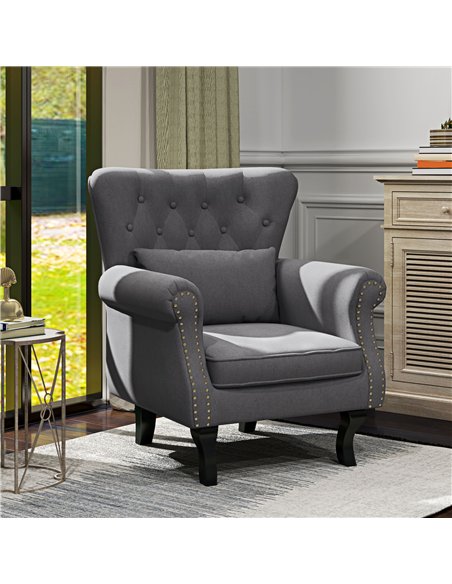 HOMCOM Chesterfield-Style Accent Chair - Grey