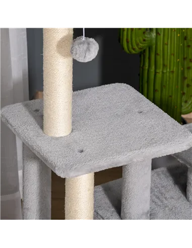 PawHut Cat Tree Tower for Indoor Cats 114cm Climbing Activity Centre Kitten with Sisal Scratching Post Perch Hanging Ball Condo 