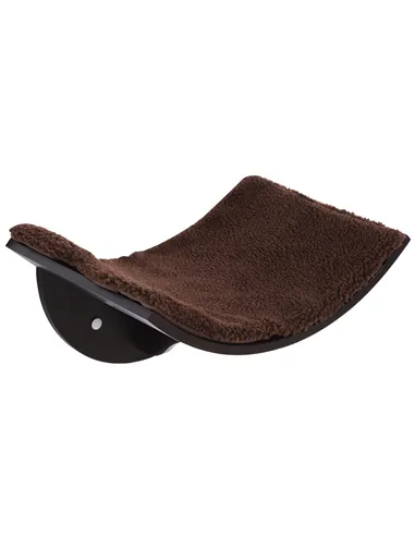 PawHut Wood Cat Shelves, Wall-Mounted Cat Shelter, Curved Kitten Bed Perch Climber Furniture 41 x 28 x 21cm Brown