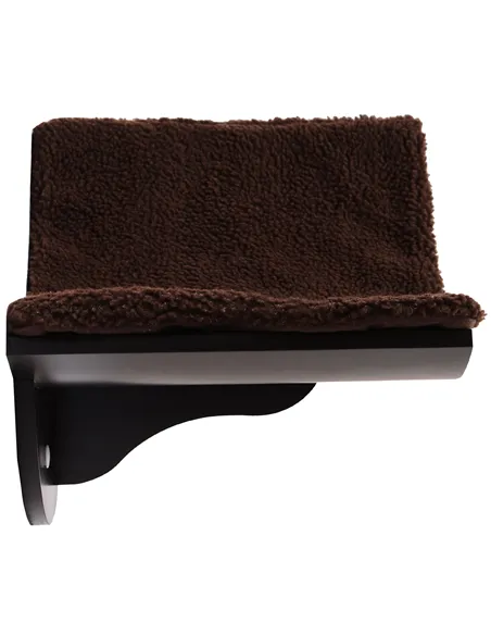 PawHut Wood Cat Shelves, Wall-Mounted Cat Shelter, Curved Kitten Bed Perch Climber Furniture 41 x 28 x 21cm Brown