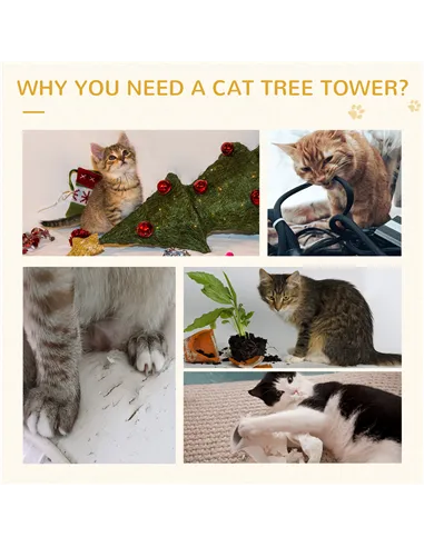 PawHut 100 cm Cat Tree for Indoor Cats Kitten Scratch Scratching Post Climbing Tower Activity Centre Beige