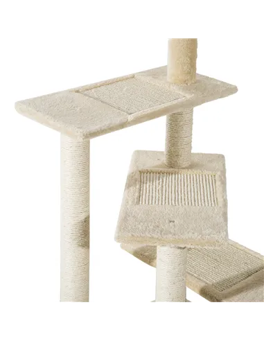 PawHut 100 cm Cat Tree for Indoor Cats Kitten Scratch Scratching Post Climbing Tower Activity Centre Beige