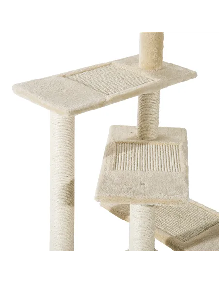 PawHut 100 cm Cat Tree for Indoor Cats Kitten Scratch Scratching Post Climbing Tower Activity Centre Beige