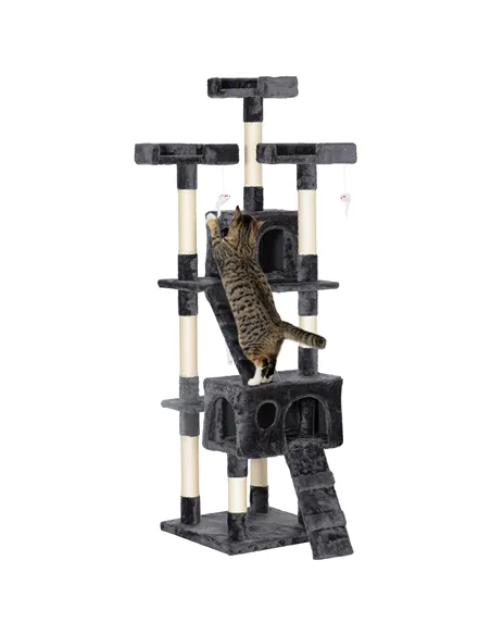 PawHut Cat Tree Scratching House, Activity Play Centre
