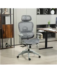 HOMCOM Multi-Adjustable Mesh Office Chair - Grey 2