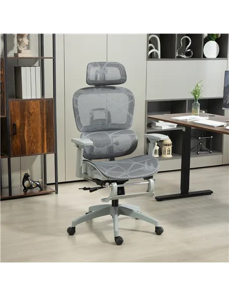HOMCOM Multi-Adjustable Mesh Office Chair - Grey