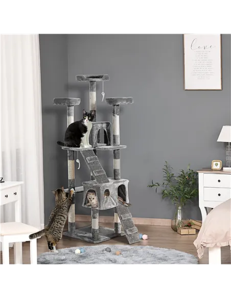 PawHut Cat Tree Scratching House, Activity Play Centre