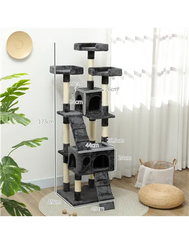 PawHut Cat Tree Scratching House, Activity Play Centre