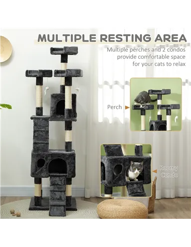 PawHut Cat Tree Scratching House, Activity Play Centre