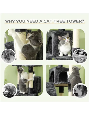 PawHut Cat Tree Scratching House, Activity Play Centre