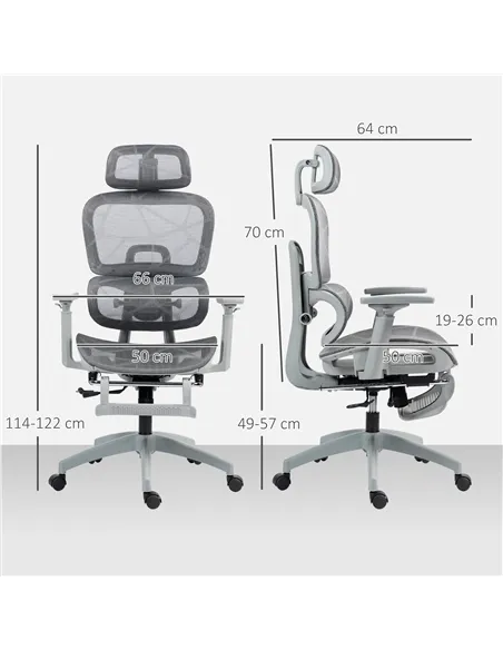 HOMCOM Multi-Adjustable Mesh Office Chair - Grey