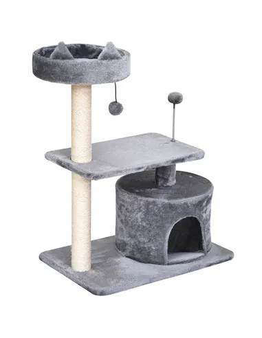 PawHut Cat Tree for Indoor Cats with Scratching Post Climbing Tower Kitty Activity Centre Condo Perch Jumping Platforms Grey 60L