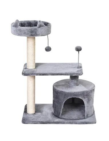 PawHut Cat Tree for Indoor Cats with Scratching Post Climbing Tower Kitty Activity Centre Condo Perch Jumping Platforms Grey 60L