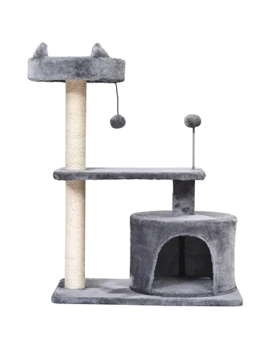 PawHut Cat Tree for Indoor Cats with Scratching Post Climbing Tower Kitty Activity Centre Condo Perch Jumping Platforms Grey 60L