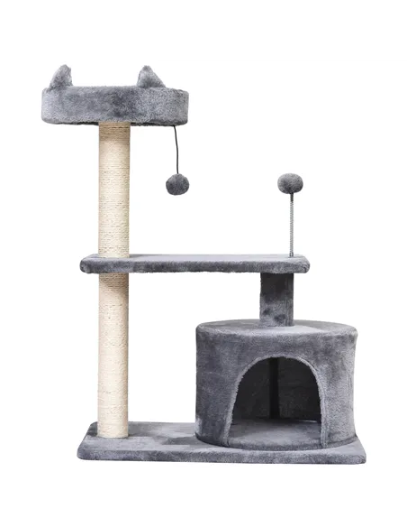 PawHut Cat Tree for Indoor Cats with Scratching Post Climbing Tower Kitty Activity Centre Condo Perch Jumping Platforms Grey 60L