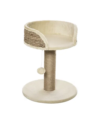 PawHut Cat Tree Cat Scratching Post for Indoor Cats Kitten Play Tower Activity Centre Climbing Stand with Dangling Ball Beige