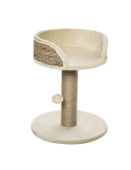 PawHut Cat Tree Cat Scratching Post for Indoor Cats Kitten Play Tower Activity Centre Climbing Stand with Dangling Ball Beige