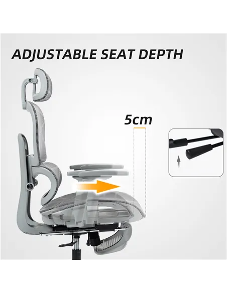 HOMCOM Multi-Adjustable Mesh Office Chair - Grey