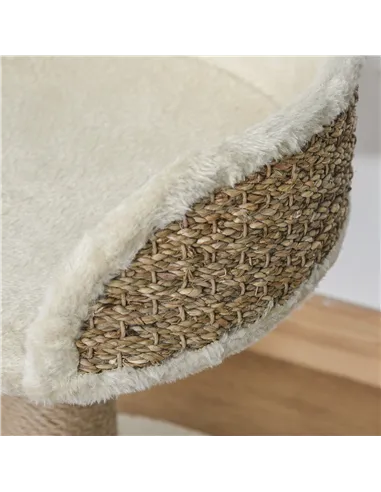 PawHut Cat Tree Cat Scratching Post for Indoor Cats Kitten Play Tower Activity Centre Climbing Stand with Dangling Ball Beige