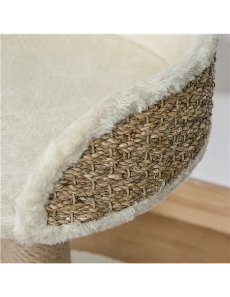 PawHut Cat Tree Cat Scratching Post for Indoor Cats Kitten Play Tower Activity Centre Climbing Stand with Dangling Ball Beige