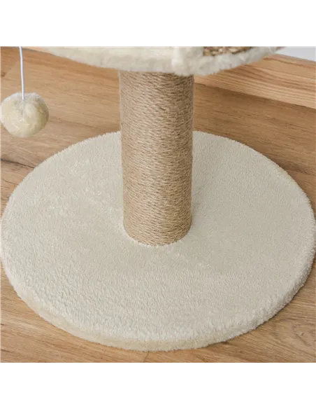 PawHut Cat Tree Cat Scratching Post for Indoor Cats Kitten Play Tower Activity Centre Climbing Stand with Dangling Ball Beige