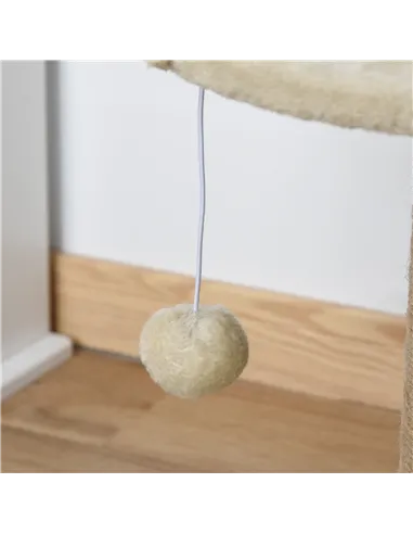 PawHut Cat Tree Cat Scratching Post for Indoor Cats Kitten Play Tower Activity Centre Climbing Stand with Dangling Ball Beige