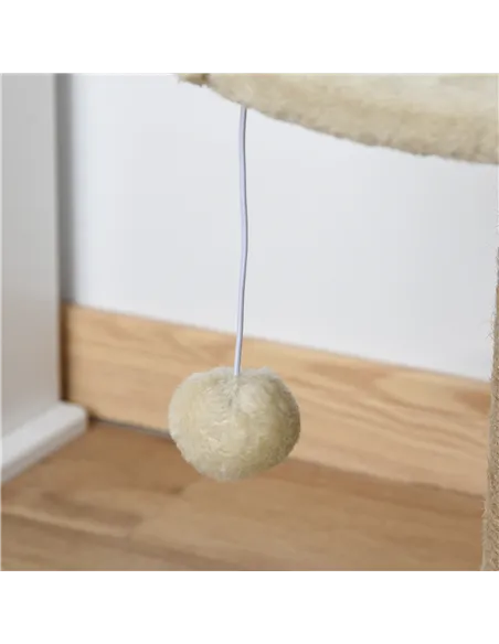 PawHut Cat Tree Cat Scratching Post for Indoor Cats Kitten Play Tower Activity Centre Climbing Stand with Dangling Ball Beige