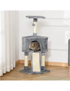 PawHut Corner Cat Tree for Indoor Cats, Kitten Tower with Scratching Post House Ladder Toy - Grey 2