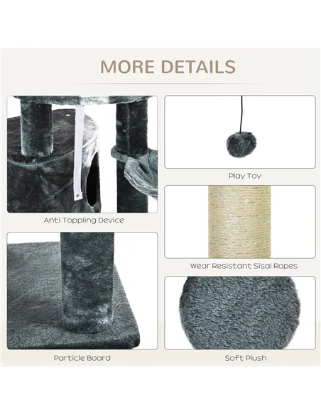 PawHut Floor to Ceiling Cat Tree for Indoor Cats Play Tower Climbing Activity Center Scratching Post Platforms Condo Adjustable 