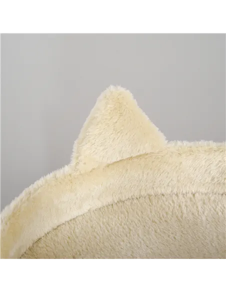 PawHut 104 cm Cat Tree, Cat Condo Tree Tower, Cat Activity Centre with Scratching Posts, Plush Perch, Hanging Ball - Cream White