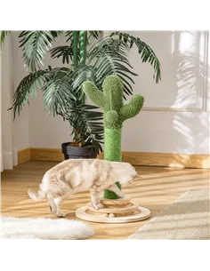 PawHut Cat Tree Cactus Sisal Scratching Post for Indoor Cats Play Tower Kitten Furniture with Hanging Ball Interactive Fun Rolle 2