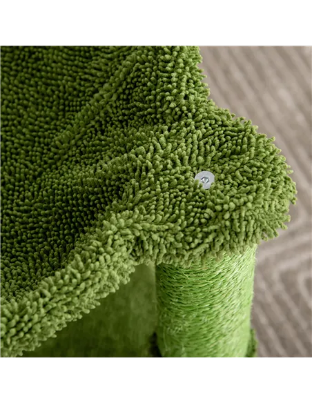 PawHut Cactus Cat Tree Tower for Indoor Cats Sisal Scratching Post with Hammock Bed Dangling Ball 40 x 40 x 96 cm