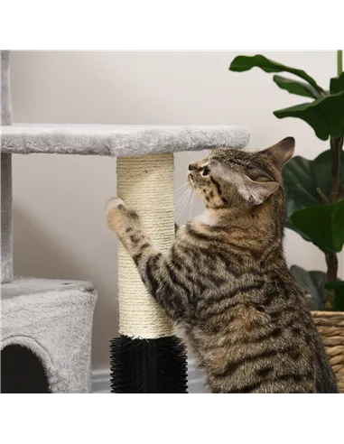 PawHut Cat Tree for Indoor Cats Climbing Tower Kitten Scratch Post Activity Center Kitten with Massage Toy Hanging Ball Bed Cond