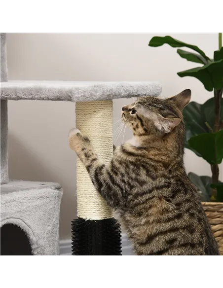 PawHut Cat Tree for Indoor Cats Climbing Tower Kitten Scratch Post Activity Center Kitten with Massage Toy Hanging Ball Bed Cond