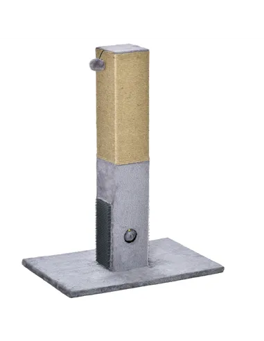 PawHut Cat Tree Scratching Post for Indoor Cats 79cm Jute Scratcher Climber w/ Carpet Base Dangling Toy – Grey