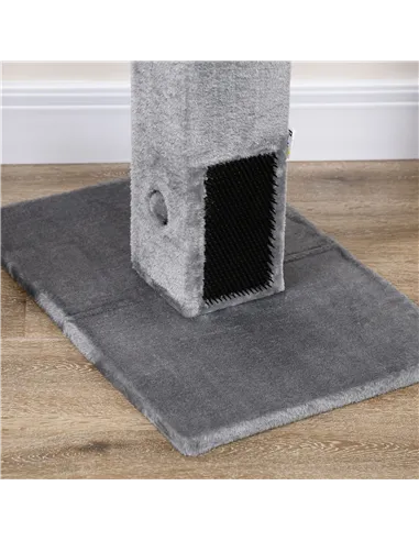 PawHut Cat Tree Scratching Post for Indoor Cats 79cm Jute Scratcher Climber w/ Carpet Base Dangling Toy – Grey