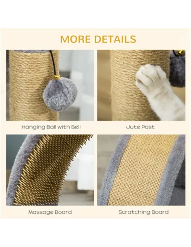 PawHut Cat Tree for Indoor Cats Climbing Activity Center Kitten Tower Furniture with Jute Post Scratching Massage Board Hanging 