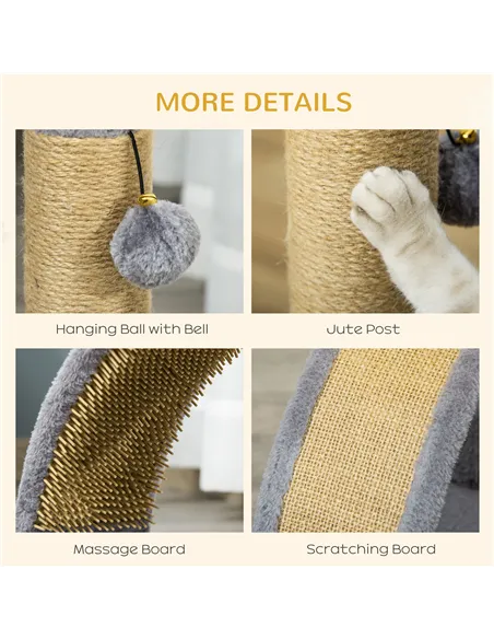 PawHut Cat Tree for Indoor Cats Climbing Activity Center Kitten Tower Furniture with Jute Post Scratching Massage Board Hanging 