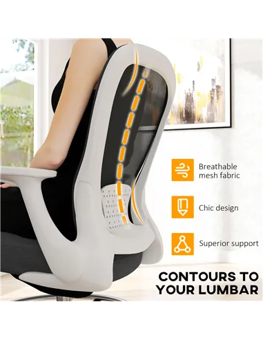 HOMCOM Draughtsman Chair, Mesh Drafting Chair, Ergonomic Office Chair with Flip-up Armrest, Adjustable Foot Ring, Black White