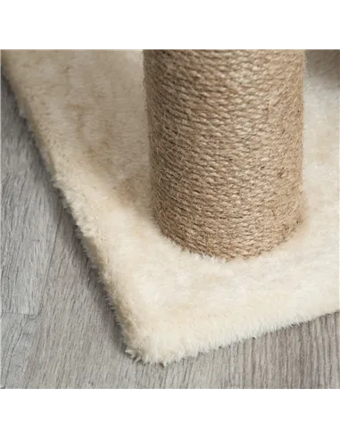 PawHut Cat Tree Tower, with Scratching Posts, Pad, Bed, Perch, Toy Ball - Light Brown