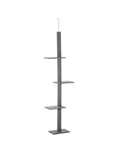 PawHut 260cm Floor To Ceiling Cat Tree for Indoor Cats w/ Three Platforms Activity Centre - Grey