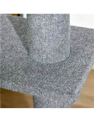 PawHut 260cm Floor To Ceiling Cat Tree for Indoor Cats w/ Three Platforms Activity Centre - Grey