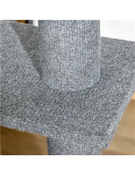 PawHut 260cm Floor To Ceiling Cat Tree for Indoor Cats w/ Three Platforms Activity Centre - Grey
